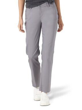 Lee Secretly Shapes Mid Rise Straight Leg Work Pants Gray Stretch Slimming